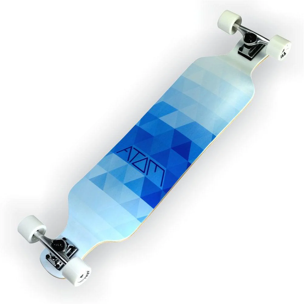Atom Blue Triangles Drop Deck 39 inch Longboard - Image 2