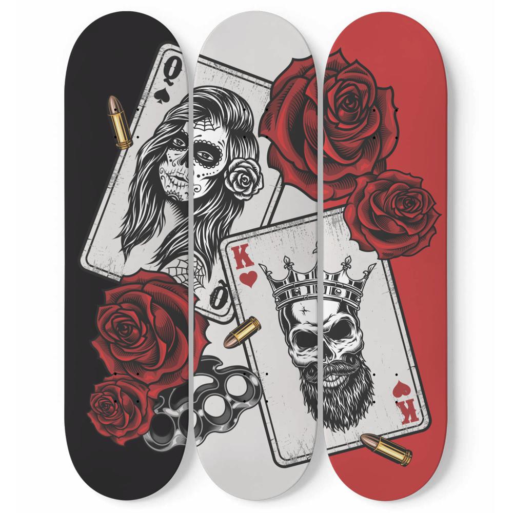 Calavera Catrina Poker King Queen Skateboard Wall Art - Image 2