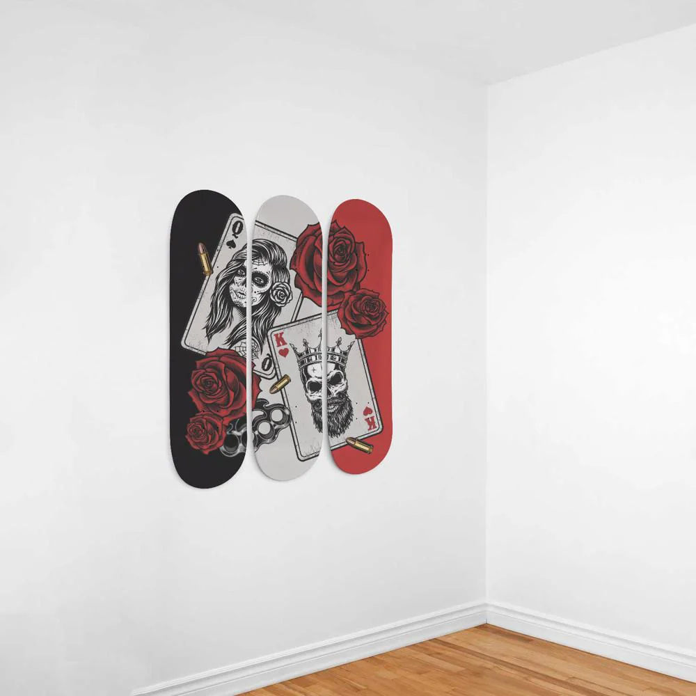 Calavera Catrina Poker King Queen Skateboard Wall Art - Image 3