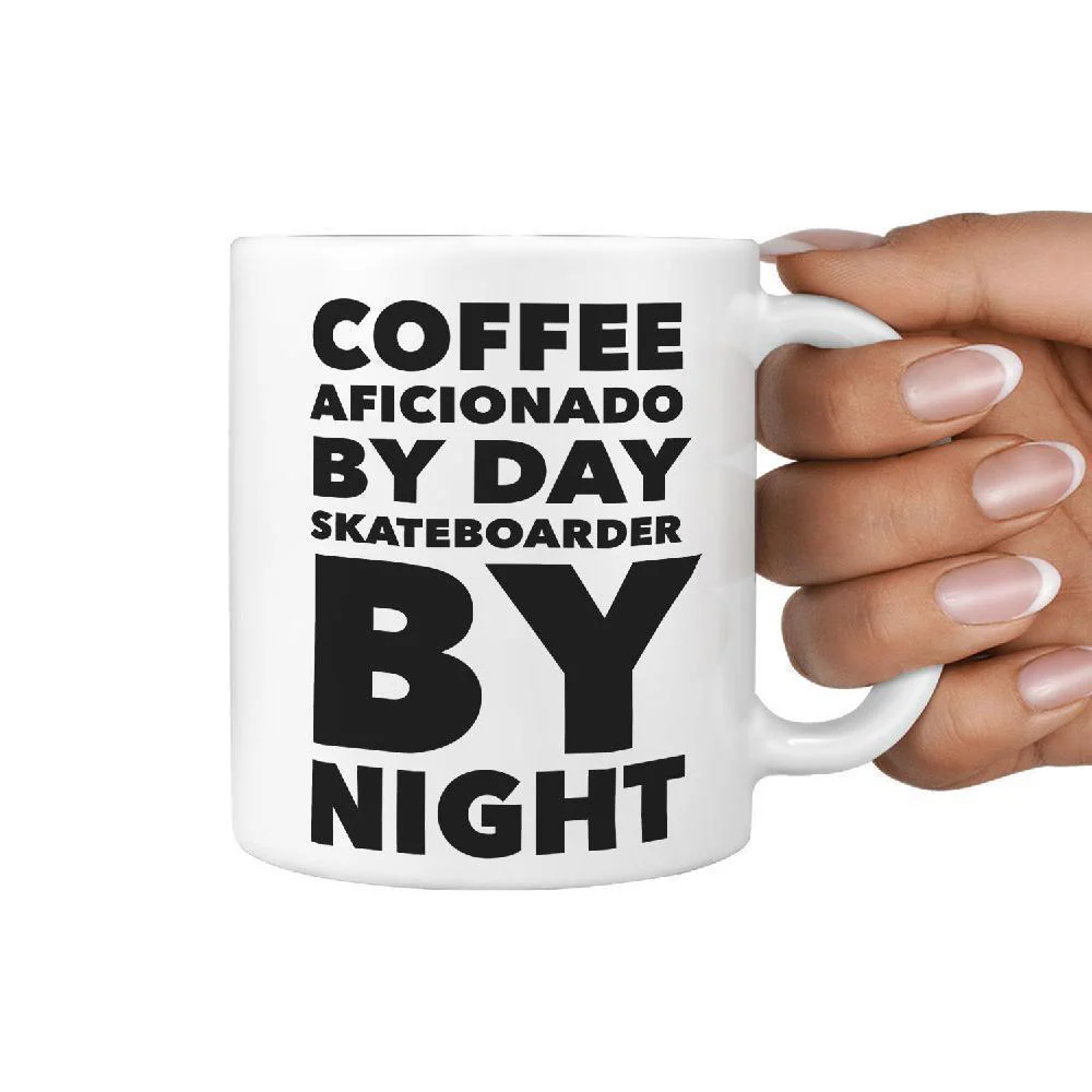 Coffee Aficionado by day skateboarder by night Mug - Image 3