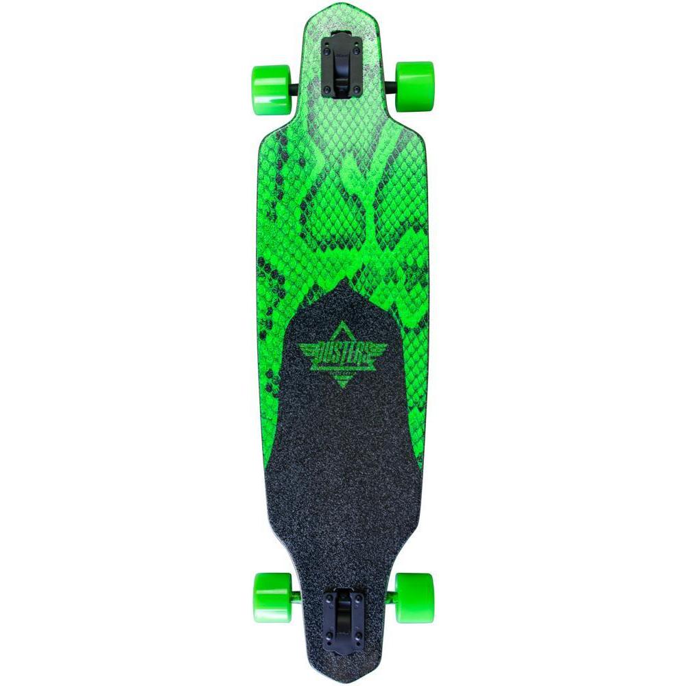Dusters Snakeskin 38" Neon Green Drop Through Longboard - Image 2