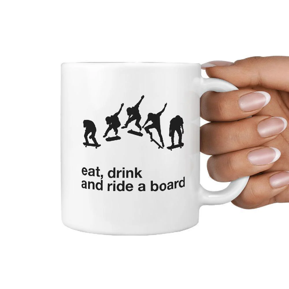 eat, drink and ride a board | skateboarding Mug - Image 3