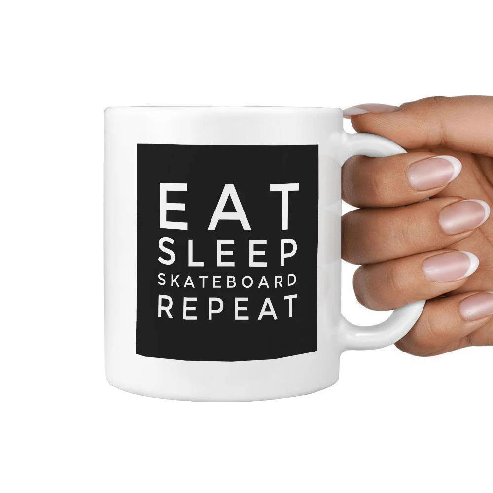 Eat Sleep Skateboard Repeat | Funny Skateboarding Coffee Mug Gift Idea - Image 3