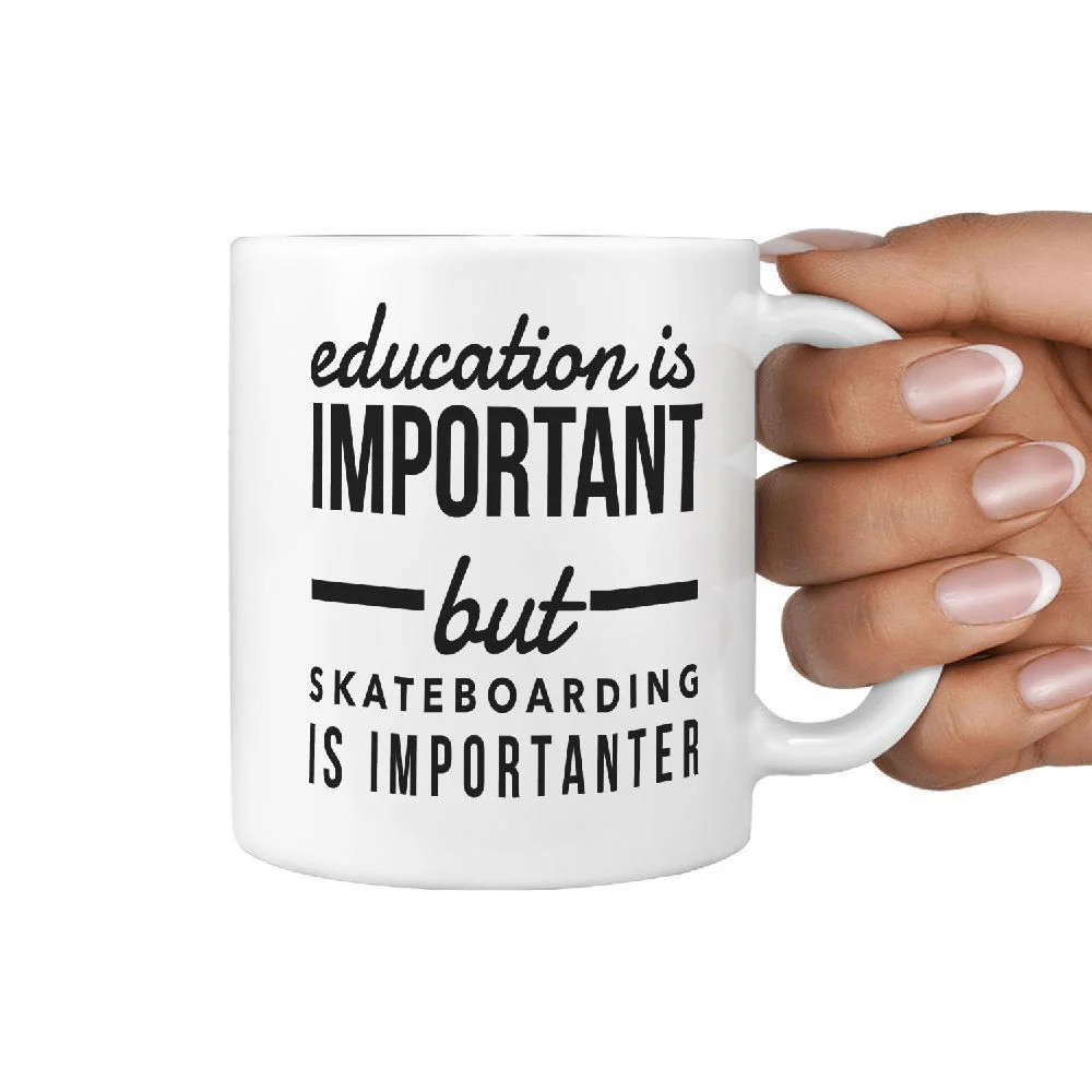 Education is important but skateboarding importanter | Funny Mug - Image 3