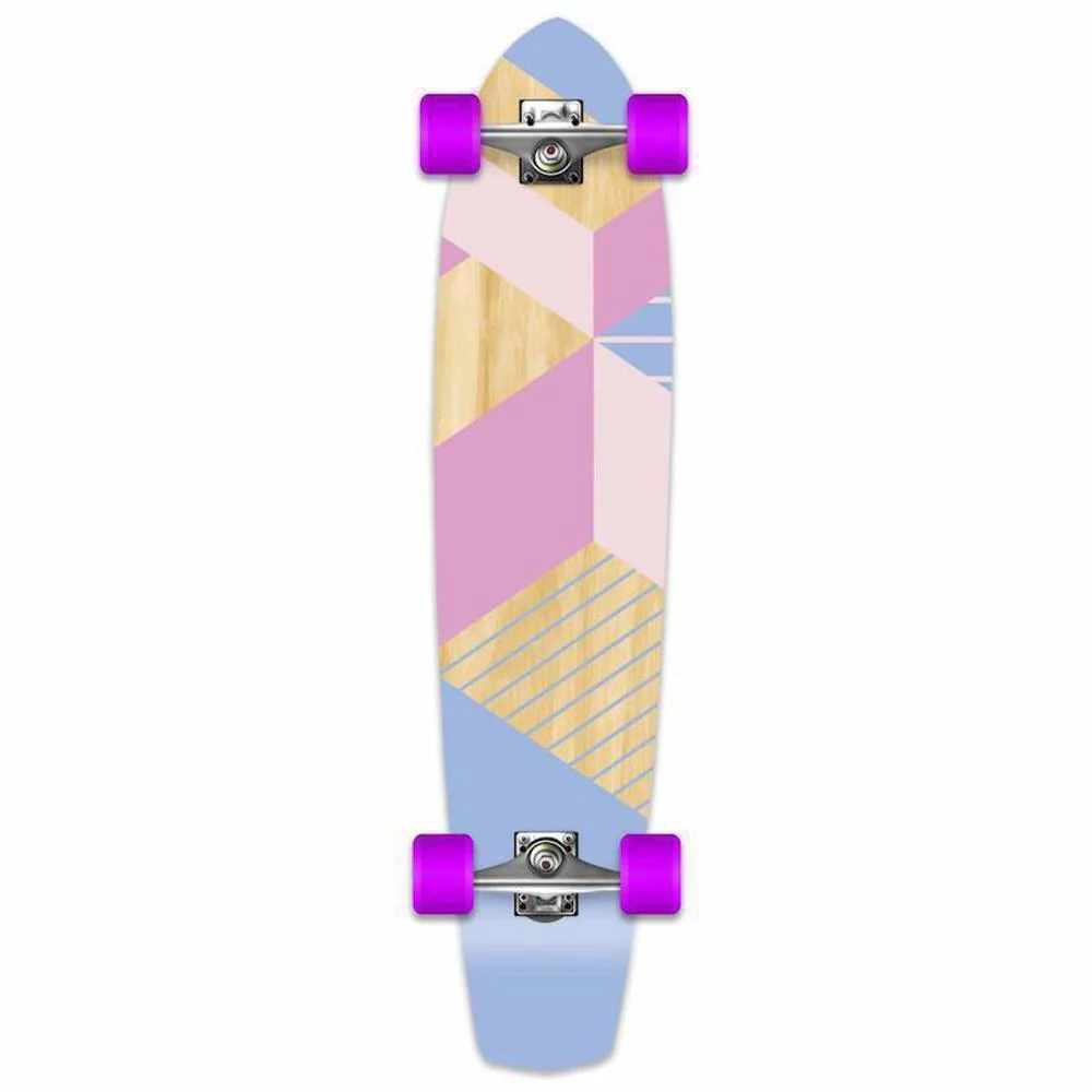 Geometric Purple 36" Slimkick Longboard from Punked - Complete