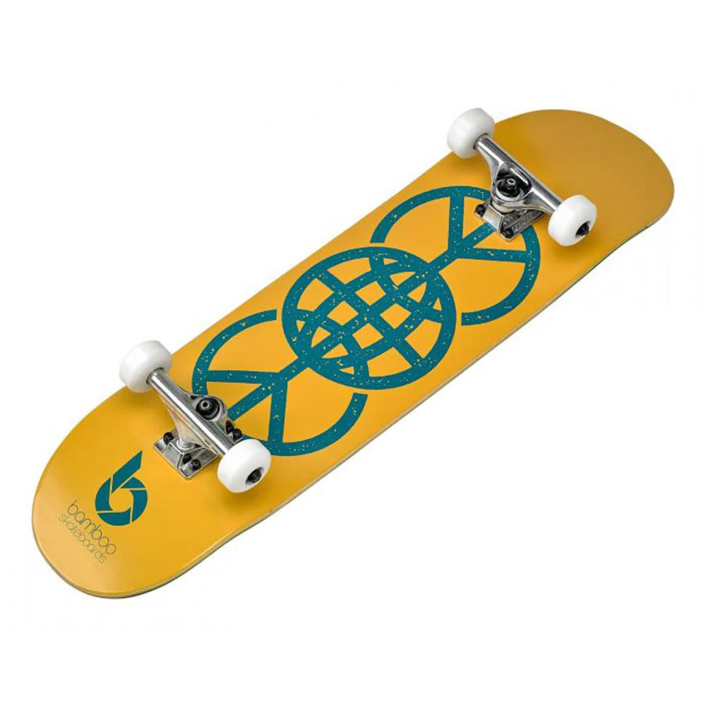 Gold World Peace Graphic Bamboo Skateboard - Image 4