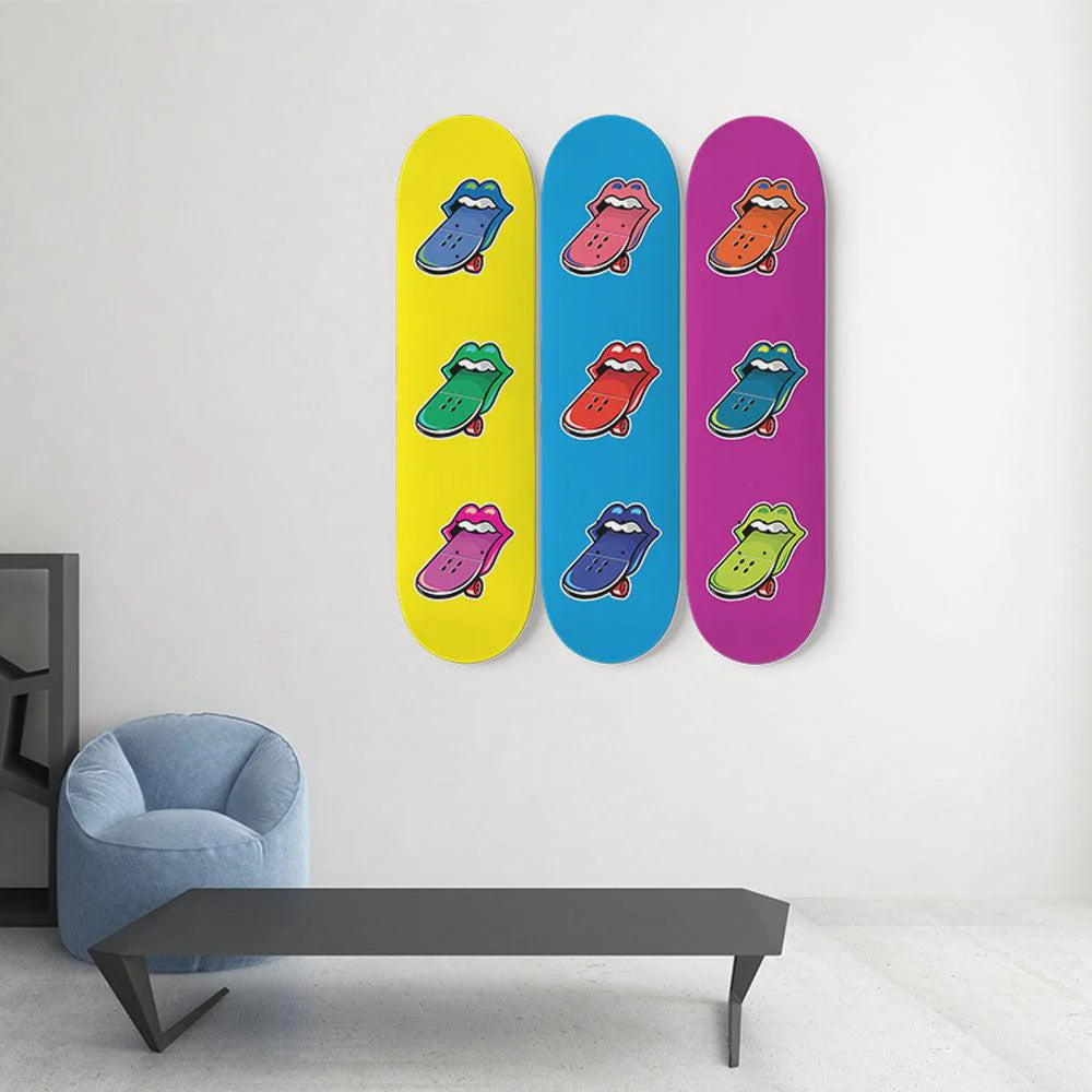 Lips and Tongue Pop Art Skateboards | Skateboard Wall Art, Mural & Skate Deck Art | Home Decor - Image 2