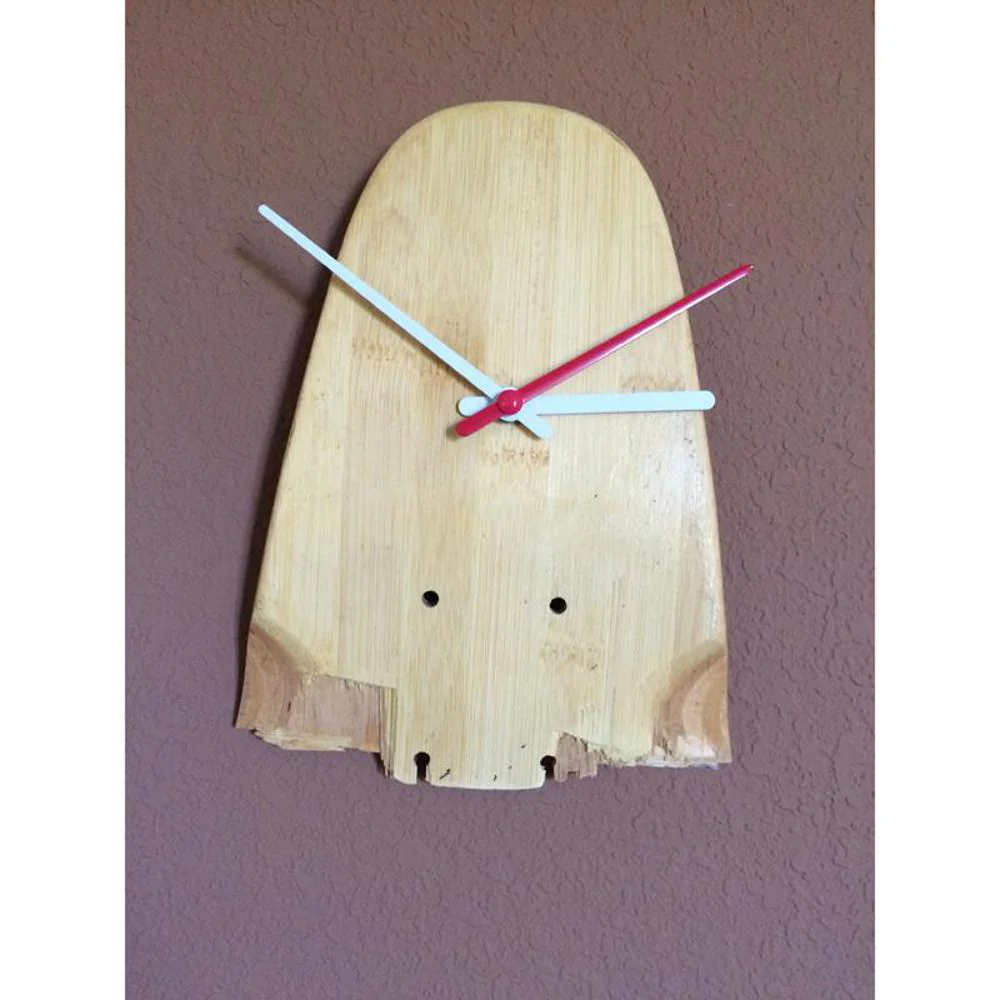 Longboard Art Skateboard Wall Clock Natural - Small