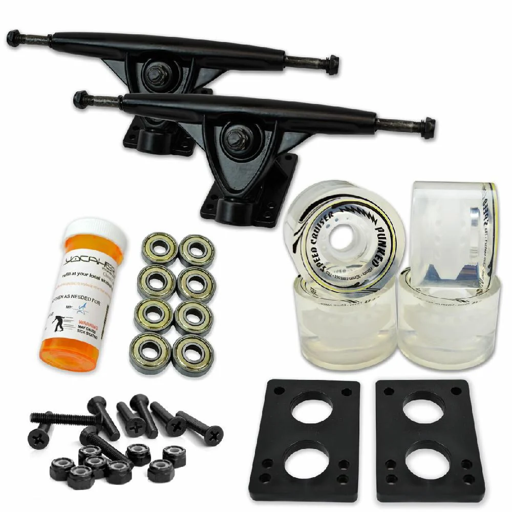 Longboard Starter Combo Kit - with 70mm Wheels - Black Trucks - Image 4