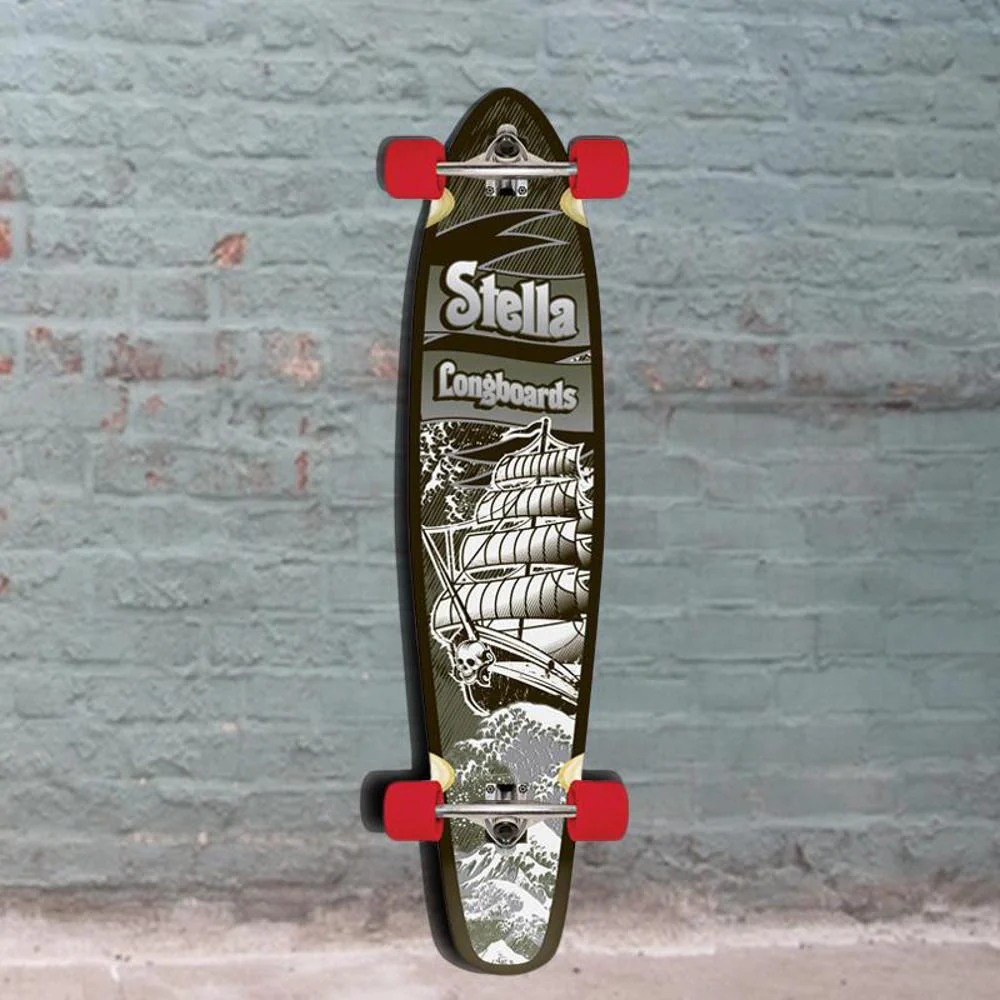 Longboard Kicktail Ghostship Skateboard 42" Stella Complete