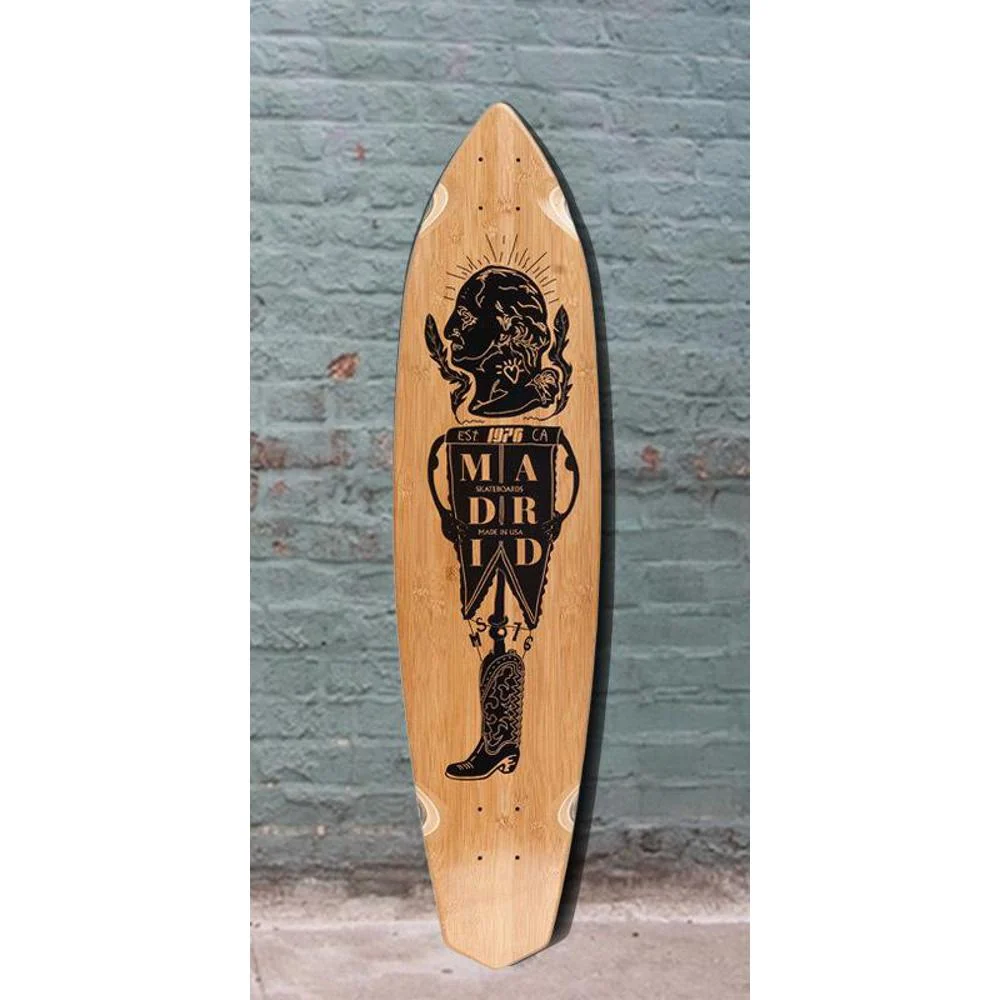 Madrid President Dude Bamboo Carving Longboard 39" Deck - Image 6