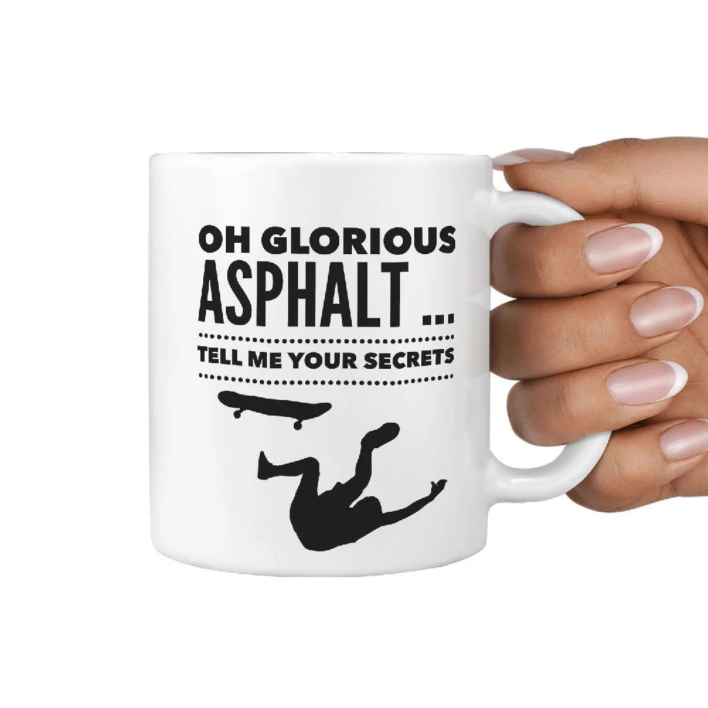 Oh Glorious Asphalt Tell me your Secrets - Funny Skateboard Coffee Mug - Image 3