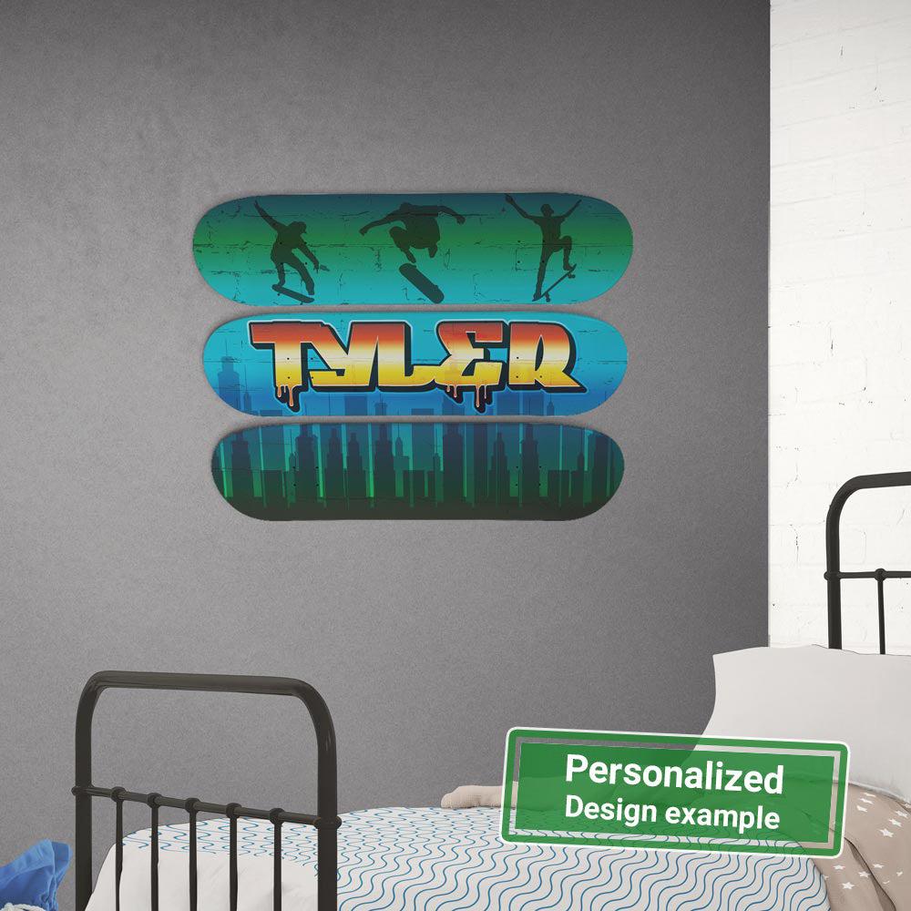 Personalized Child Name Graffiti City Skateboard Wall Decor - Image 2