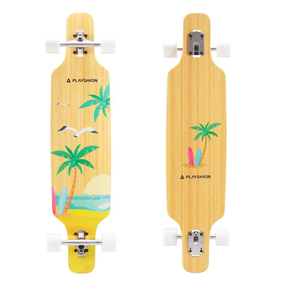 Playshion Bamboo Palm 39" Drop Through Freestyle Longboard