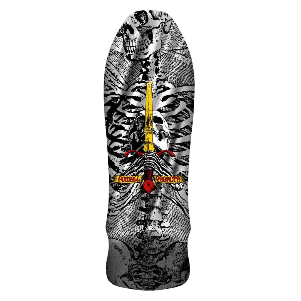 Powell Peralta GeeGah Skull and Sword Reissue 9.75″  Skateboard Deck - Silver Foil