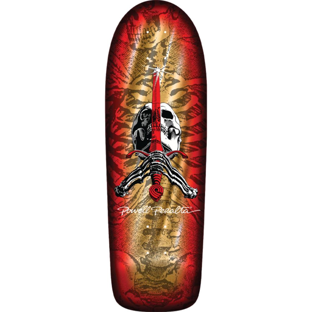 Powell Peralta Rodriguez Skull/Sword 10" Gold Foil Skateboard Deck - Image 2