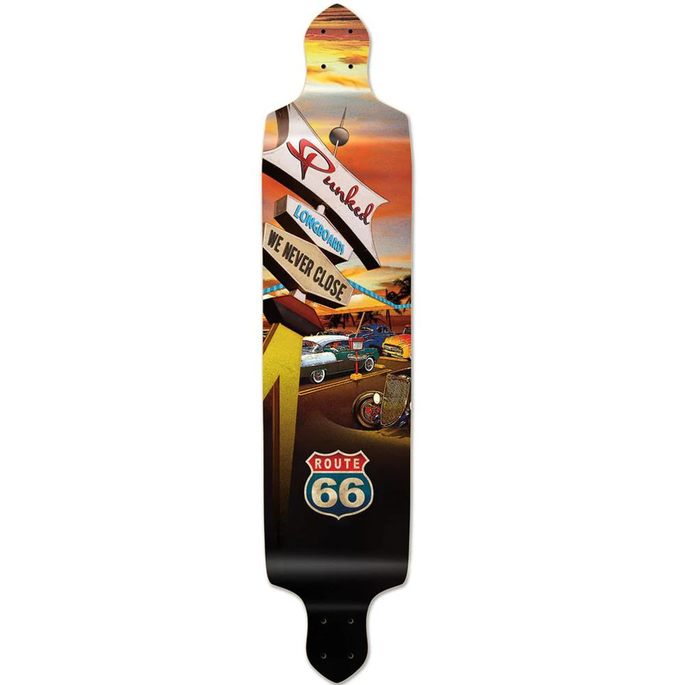 Punked Drop Down Longboard Deck - Route 66 Series - Diner