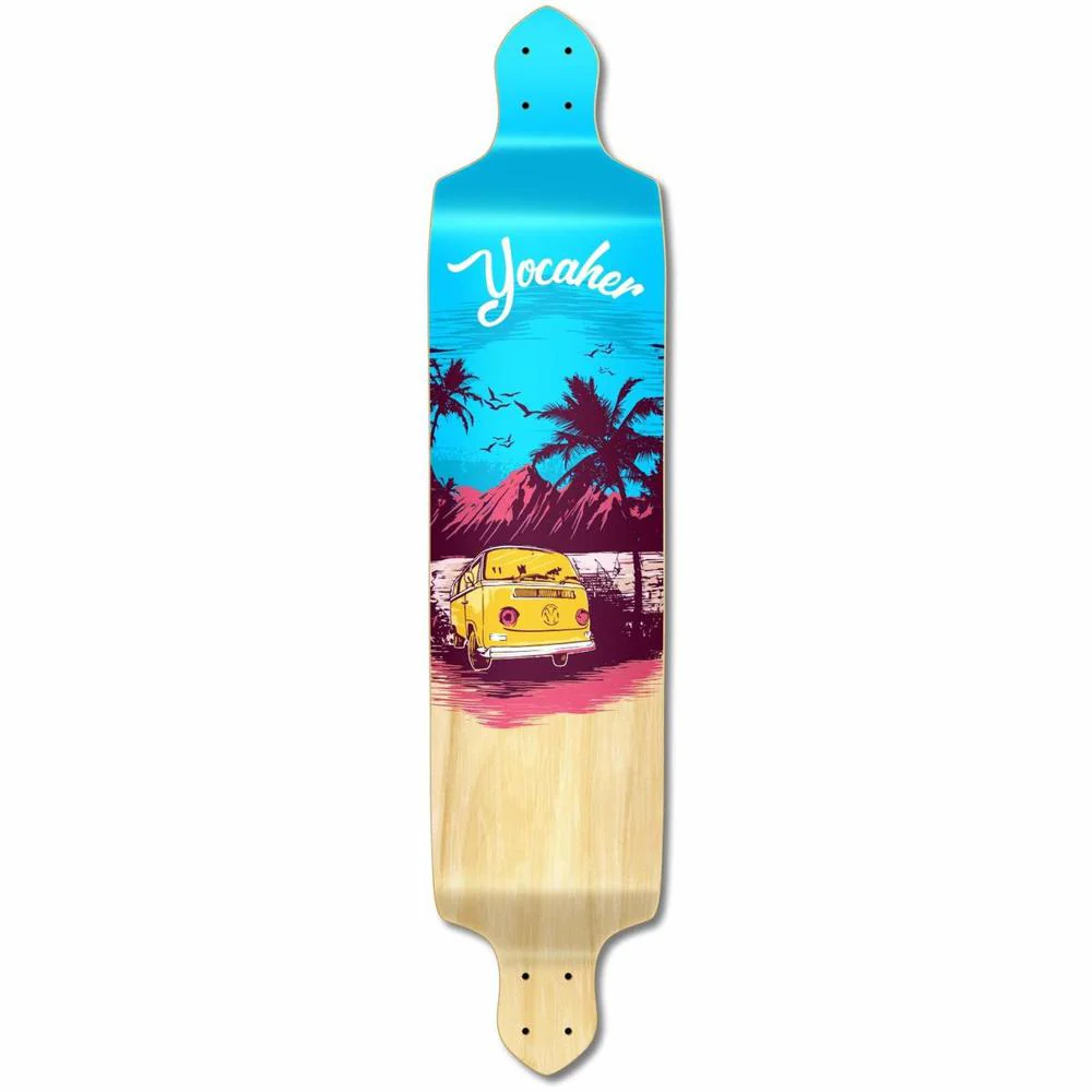 Punked Drop Down Longboard Deck -  VW Series - Blue N' Red