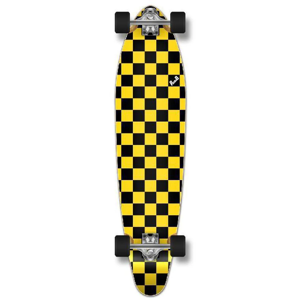 Punked Checkered Yellow Kicktail Longboard