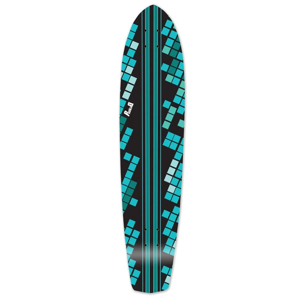 Punked Slimkick Longboard Deck - Black Digital Wave