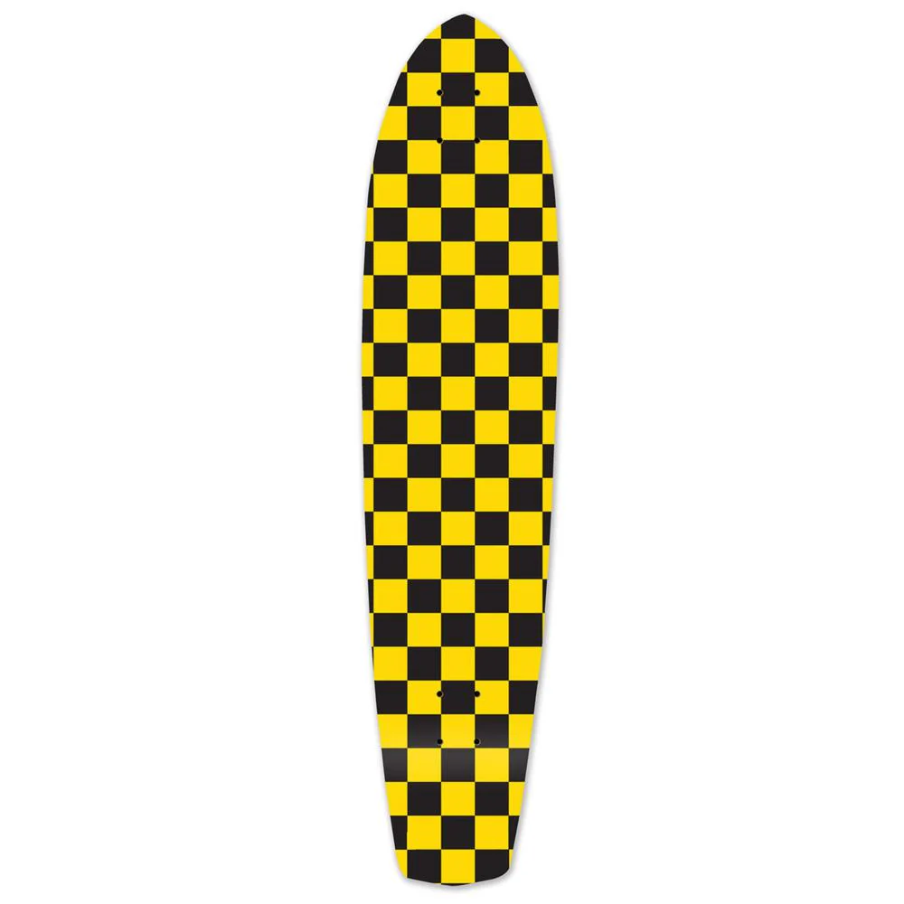 Punked Slimkick Longboard Deck - Checker Yellow