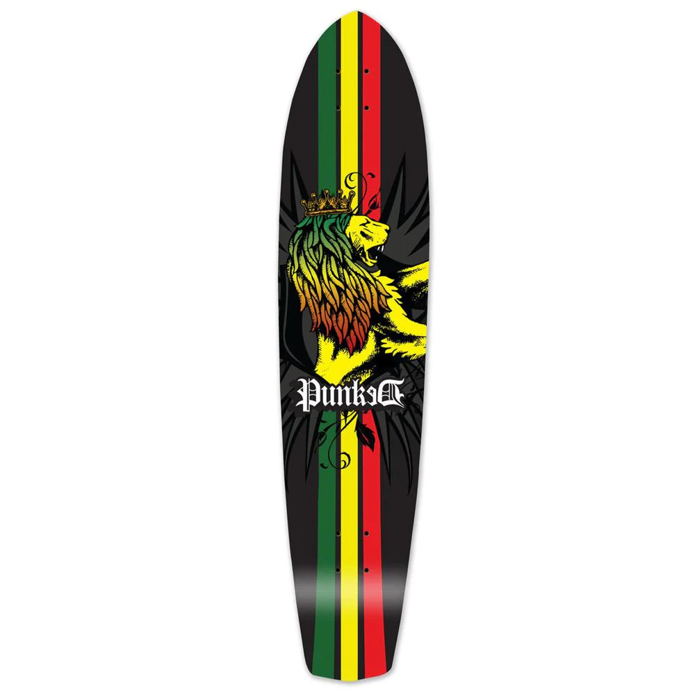Punked Slimkick Longboard Deck - Rasta