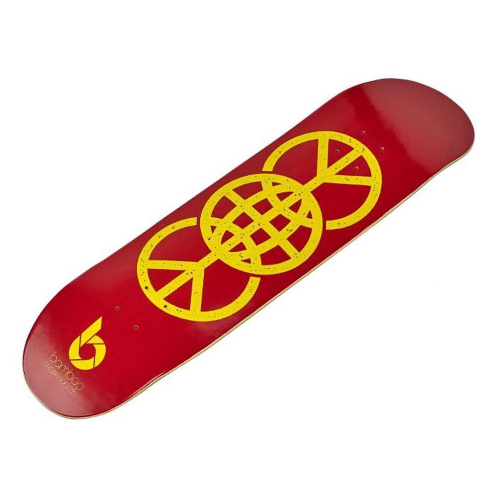 Red World Peace Graphic Bamboo Skateboard - Image 3