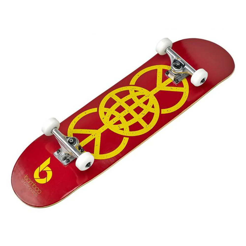 Red World Peace Graphic Bamboo Skateboard - Image 4