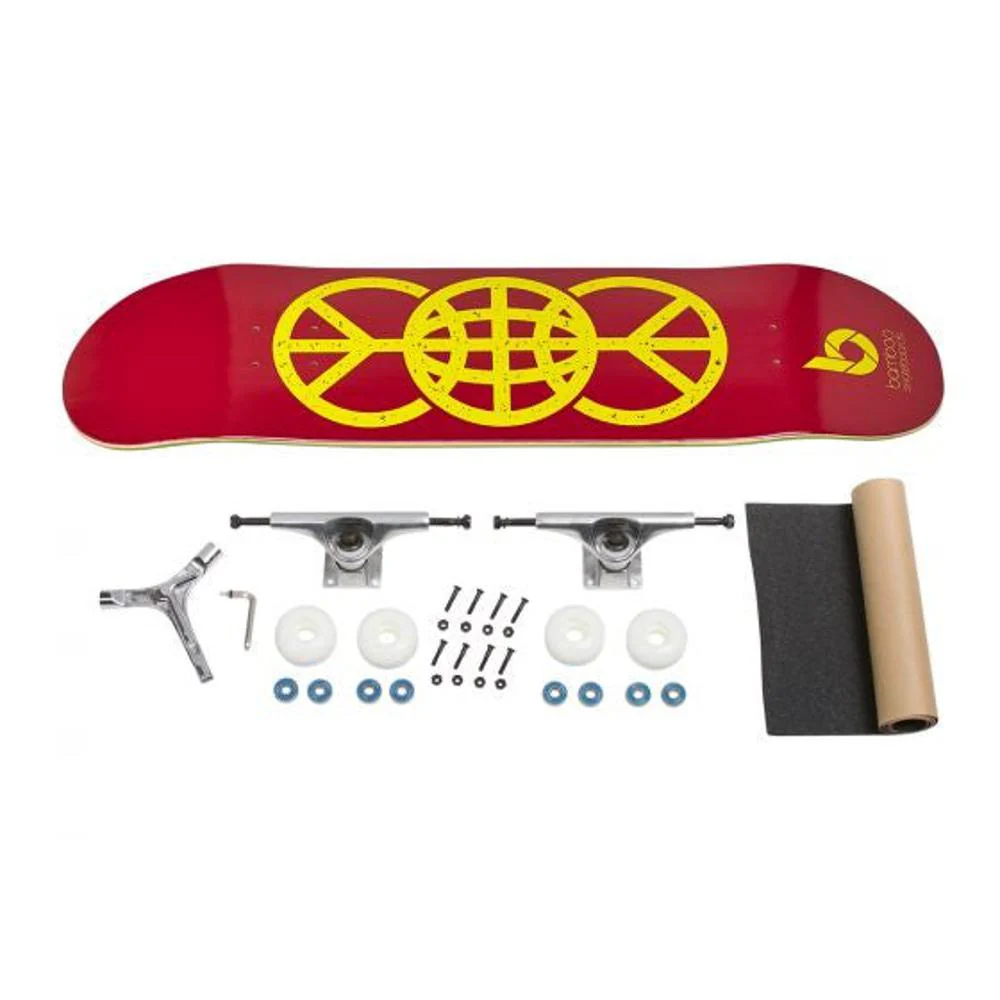 Red World Peace Graphic Bamboo Skateboard - Image 5