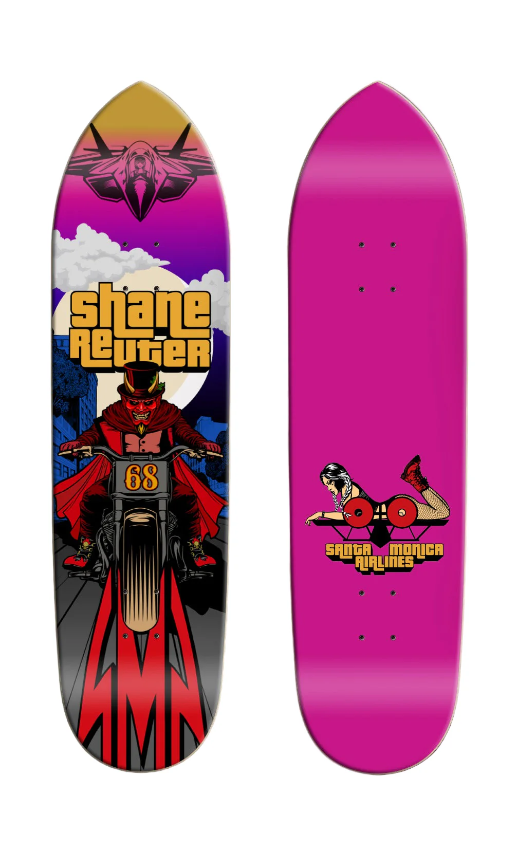 Santa Monica Airlines Reuter 8.5" Pink Top Skateboard Deck - Image 2