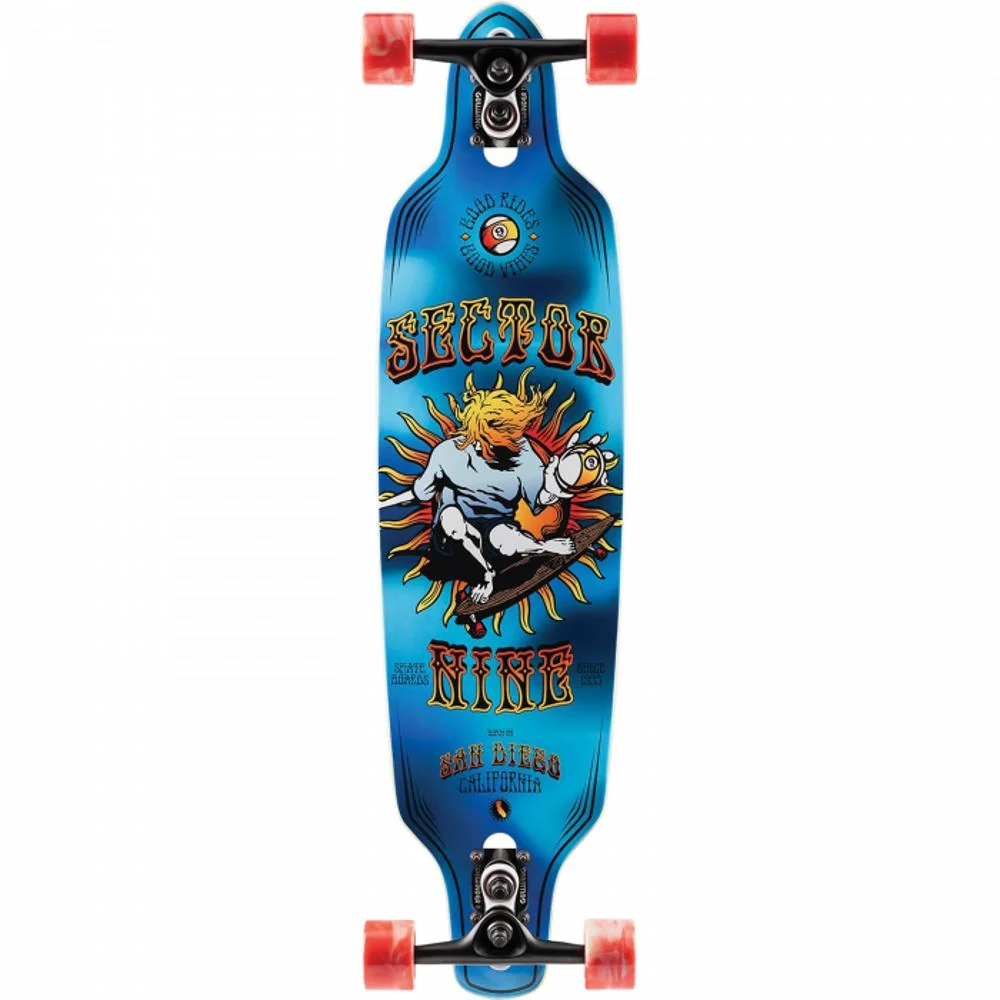 Sector 9 Mini Fractal Blue 34" Sidewinder Surfskate Longboard