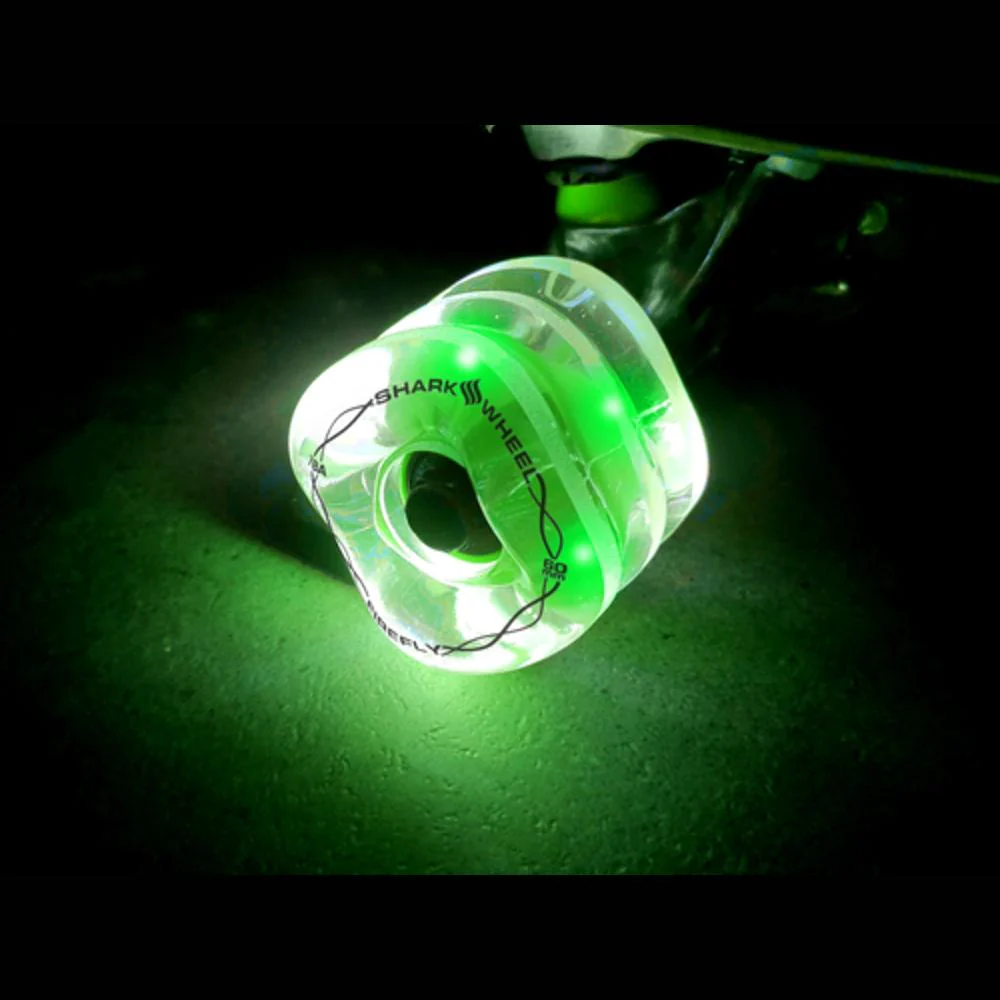 Shark Wheel 60mm/78a Firefly - Clear with Blue, Red, Green, Yellow Lights Skateboard Wheels - Image 5