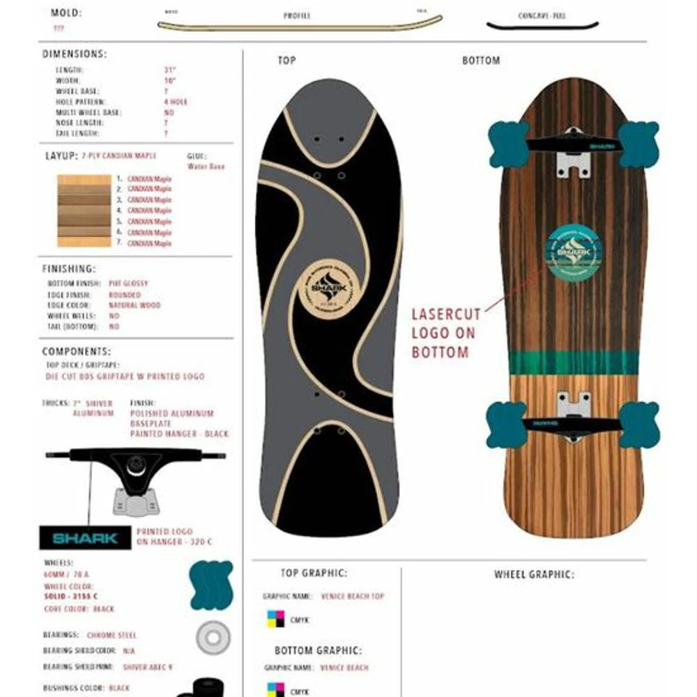 Shark Wheel High Life 31"Old School Skateboard - Image 3