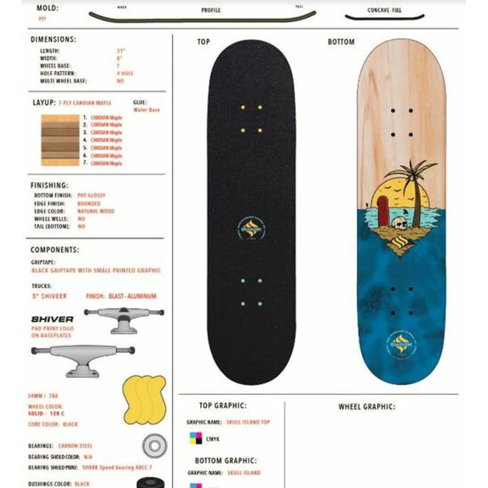 Shark Wheel Skull Island Street 8.125" Skateboard - Image 6