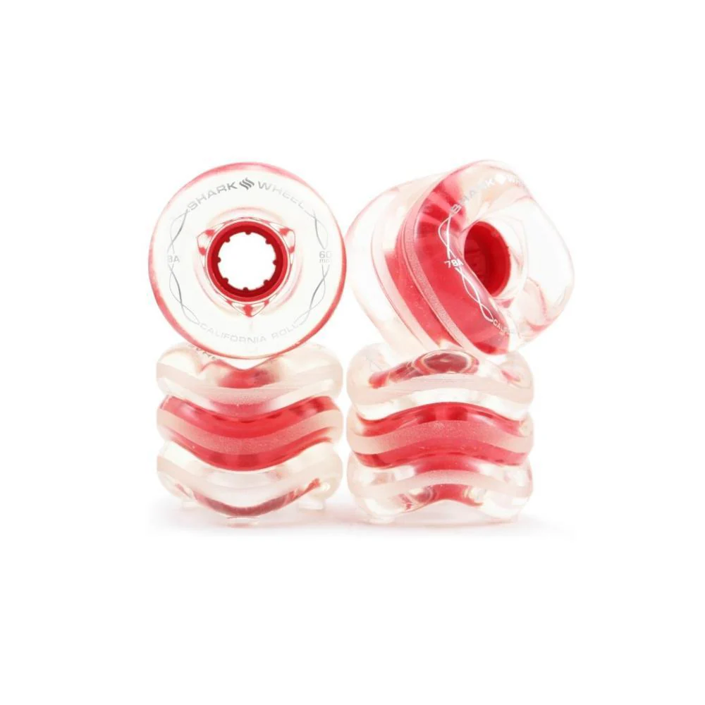 Shark Wheels Clear With Red Hub California Roll 60mm 78a