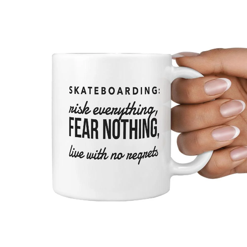 Skateboarding Risk Everything, Fear Nothing.. Coffee Mug - Image 3