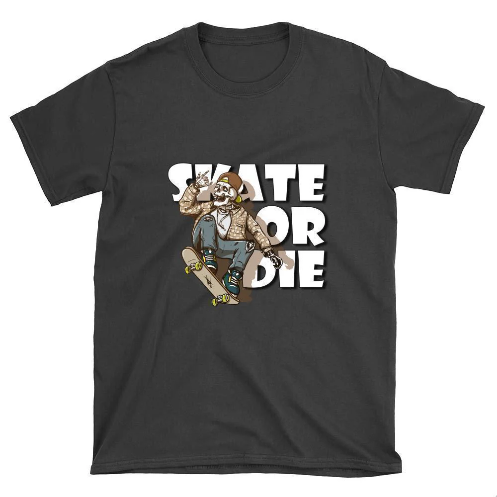 Skeleton with Flannel Shirt Skate or Die T-Shirt - Image 2