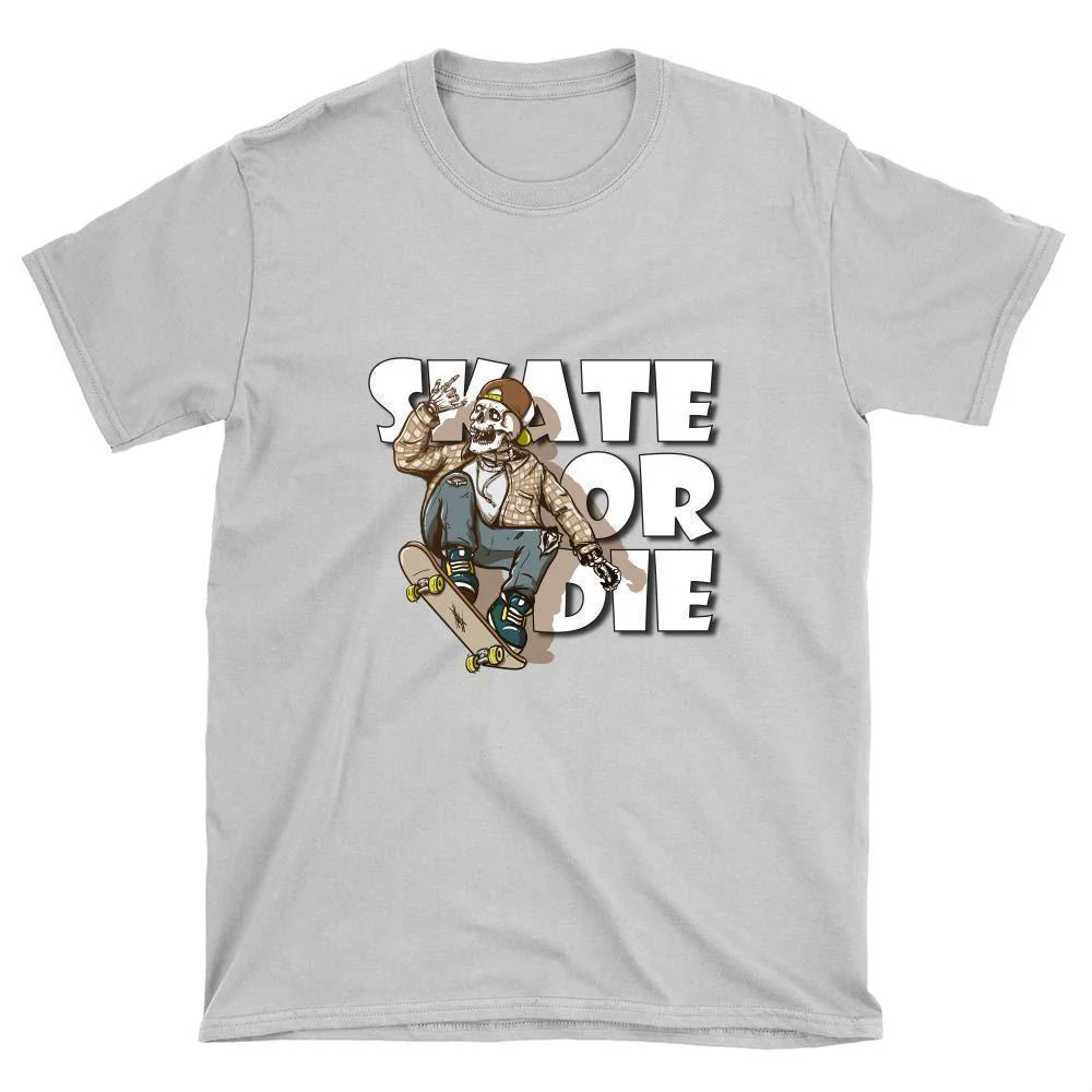 Skeleton with Flannel Shirt Skate or Die T-Shirt - Image 4
