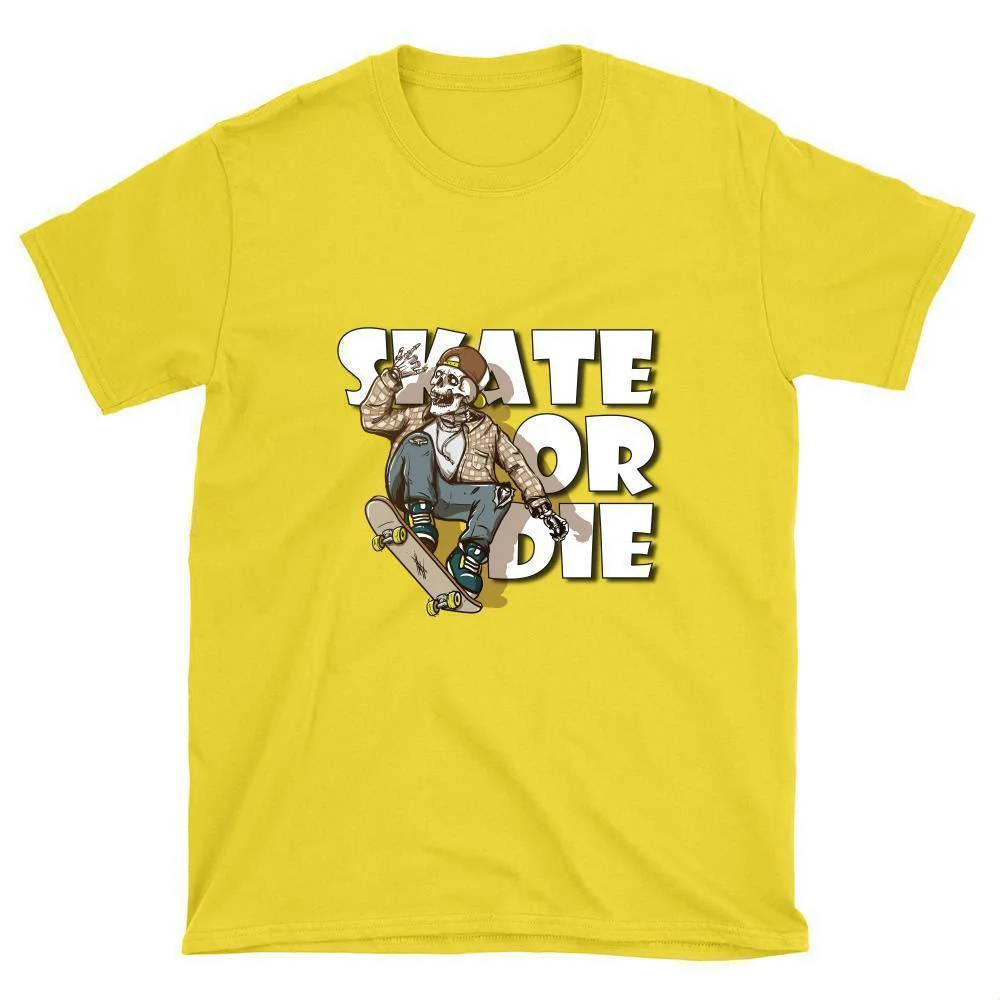 Skeleton with Flannel Shirt Skate or Die T-Shirt - Image 6