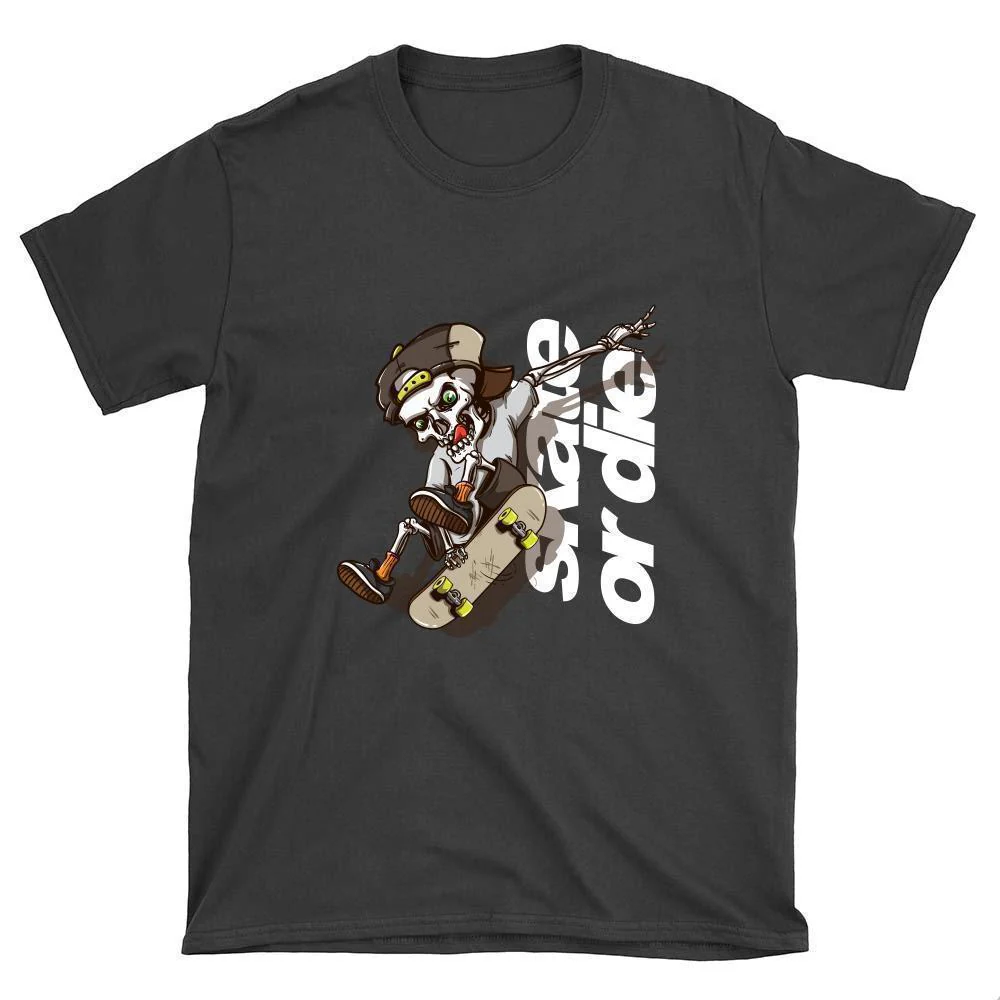 Skeleton Skate or Die Skateboard T-Shirt