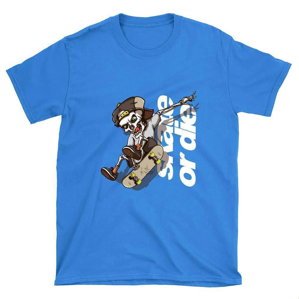 Skeleton Skate or Die Skateboard T-Shirt - Image 3