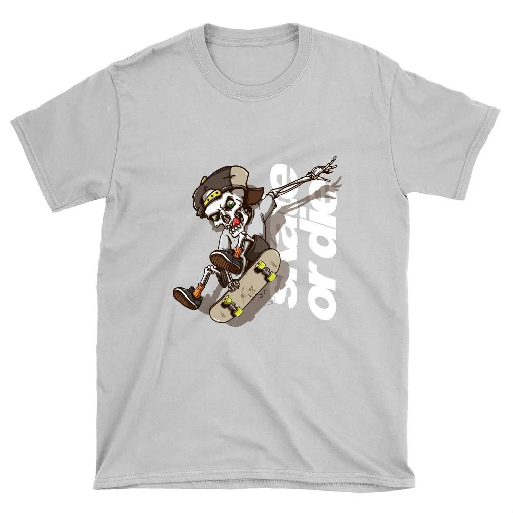 Skeleton Skate or Die Skateboard T-Shirt - Image 4