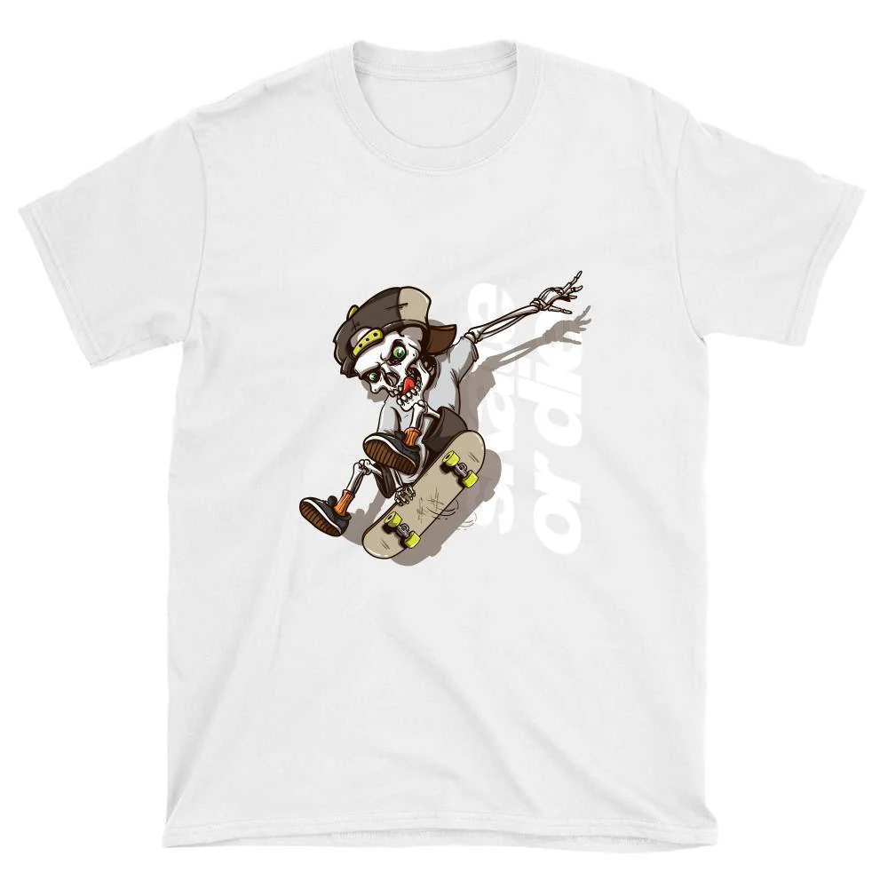 Skeleton Skate or Die Skateboard T-Shirt - Image 5