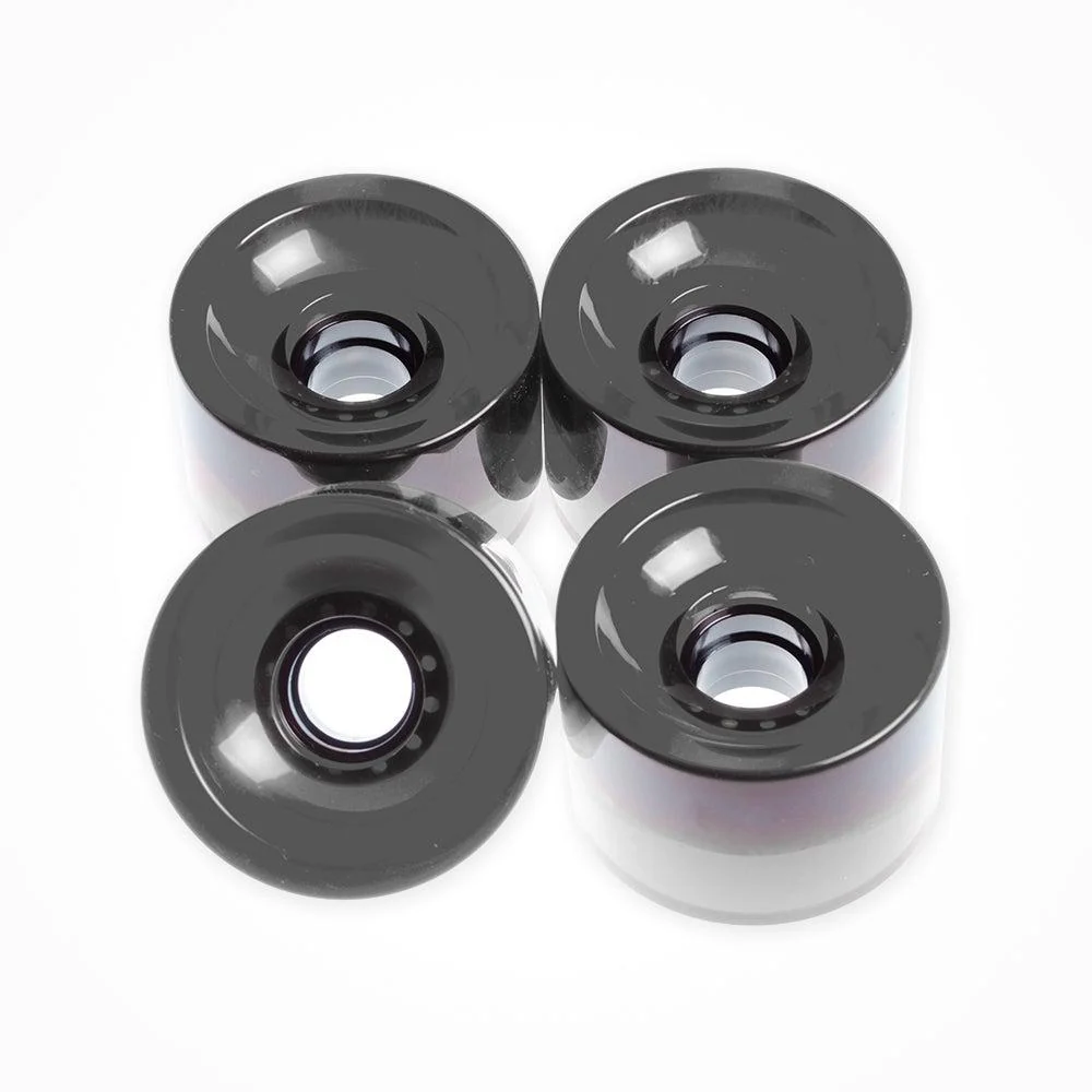 Clear Black Square Lipped Longboard Skateboard Wheels 70mm x 80a