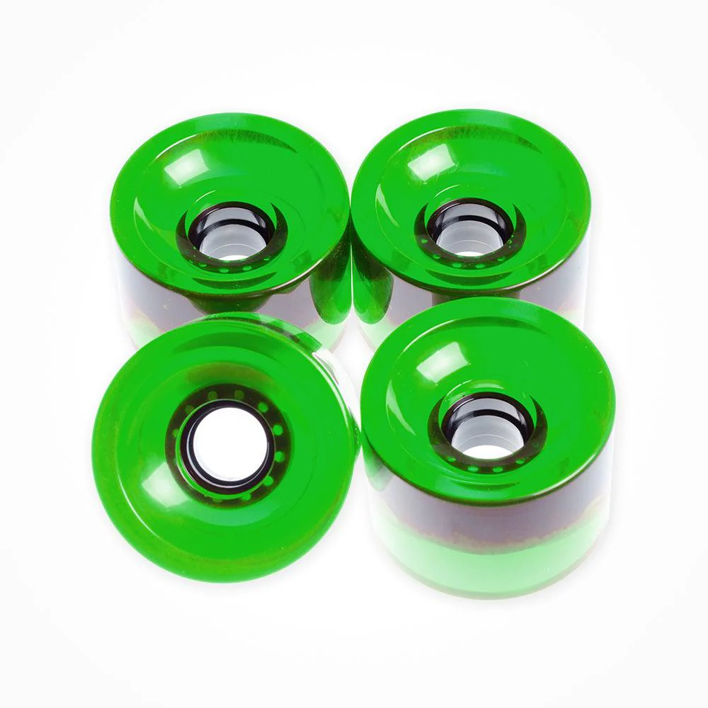 Clear Green Square Lipped Longboard Wheels 70mm x 80a