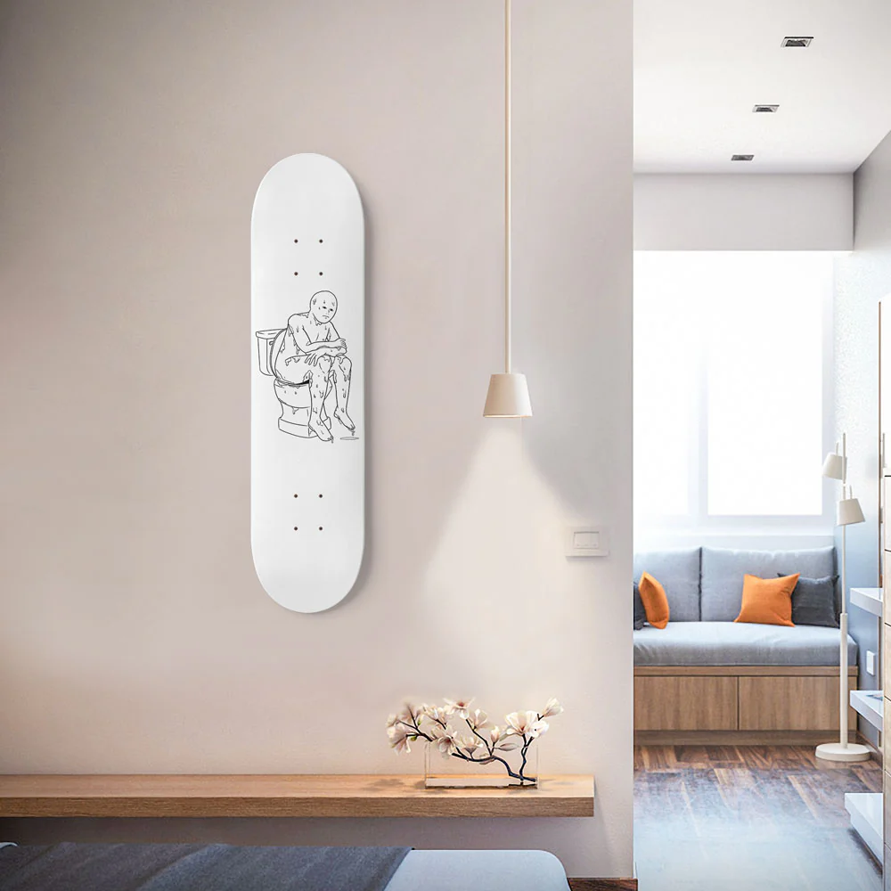 The Thinker White 8.25" Custom Skateboard or Wall Art - Image 3
