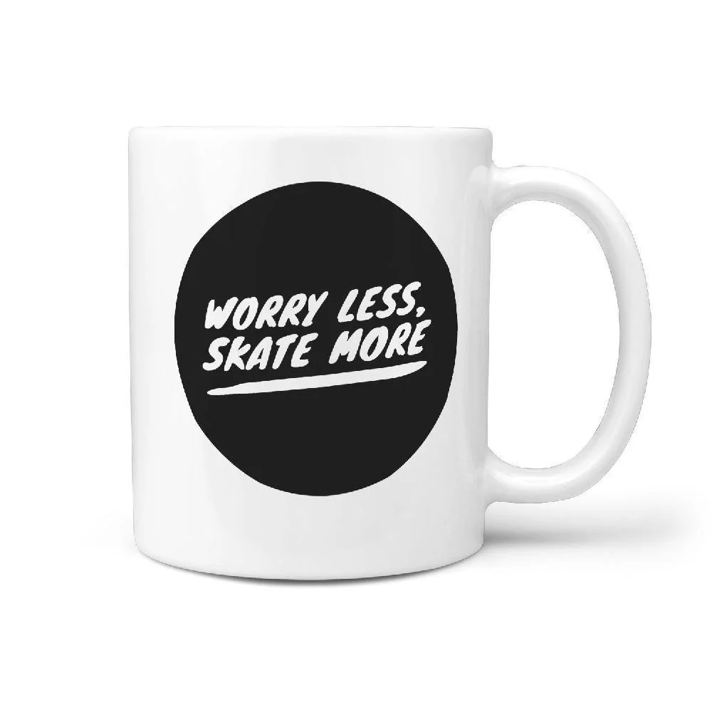 Worry Less Skate More | Funny Skateboarding Coffee Mug Gift Idea - Image 2