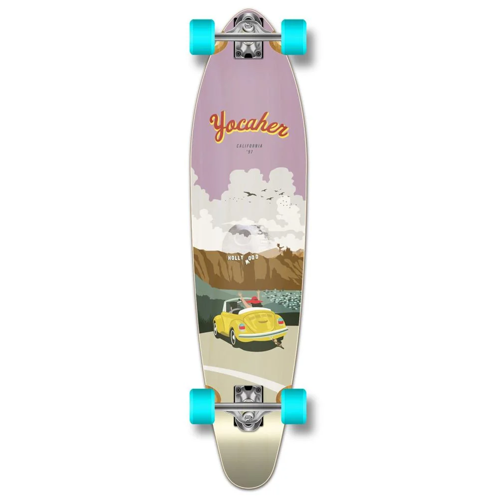 Yocaher Kicktail Longboard Complete - VW Beetle Series - Yellow - Image 2