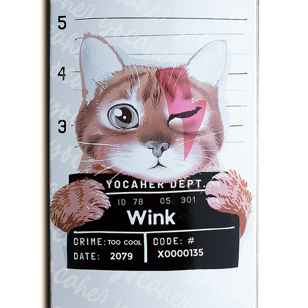 Yocaher Rockstar Kitty Cat - White Wink Skateboard Deck - Image 3