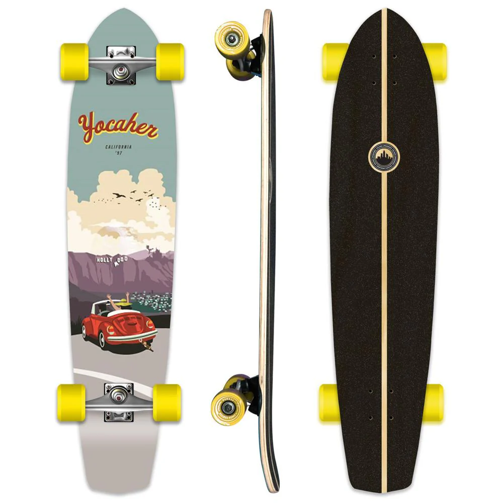 Yocaher Slimkick Longboard Complete - VW Beatle Series - Red